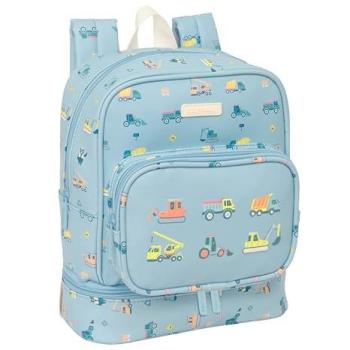 Mochila Nevera Guardería Safta Preescolar Grúas - Impermeable, Fácil de Transportar, para Frío y Calor, 22x10x27 cm