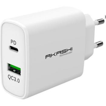 Akashi Cargador de pared/Blanco/Inteligente/38 W/USB-C
