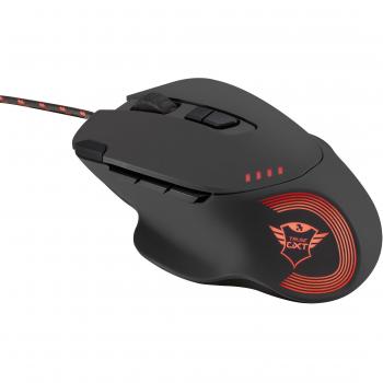 Trust GXT 162 - Ratón Gaming óptico, 9 Botones programables e iluminación LED, Negro
