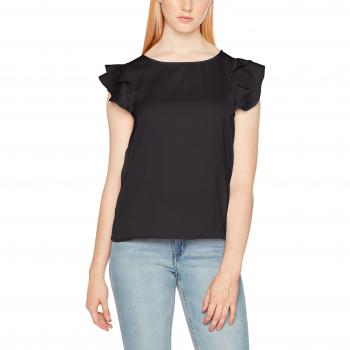 VILA CLOTHES Vioccasion Flounce Top/Dc, Camiseta sin Mangas para Mujer, Negro
