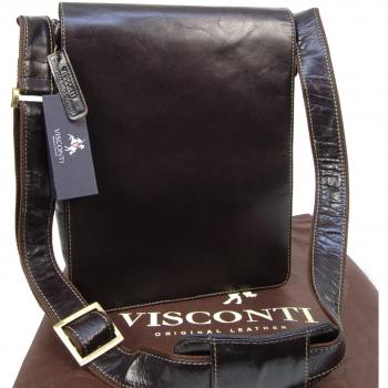 VISCONTI - JASPER 18410 - Bolso bandolera organizador - Cuero - Grande - Mocha