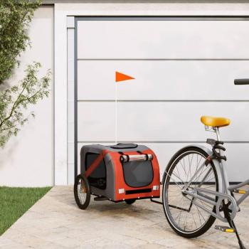 Remolque bicicleta para perros de hierro y tela Oxford en color naranja y negro