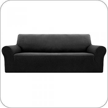 UMI. by Amazon Funda Elastica para Sofa Ajustable 4 Plazas Negro