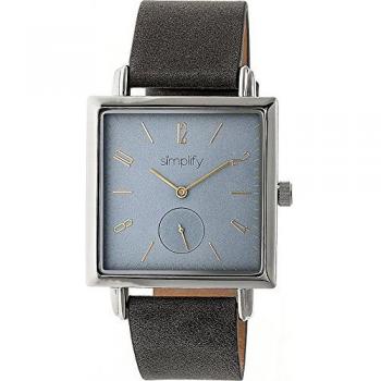 Simplify The 5000 Grey Charcoal Leather-Band Quartz Watch for Men