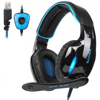 GT SADES SA902 USB Virtual 7.1 envolvente sonido Gaming Headset, Gaming auriculares con micrófono inteligente cancelación de ruido LED luz para PC y Mac