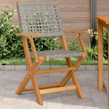 vidaXL Garden Chairs 2 pcs Grey Solid Wood Acacia and Poly Rattan - Type: Garden Chairs, Quantity: 2 pcs, Color: Grey, Material: Solid Wood (Acacia) and Poly Rattan