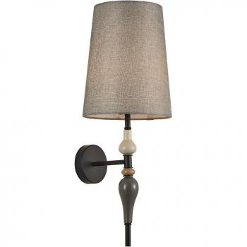 Aplique de pared Lindby Haldorin, gris/negro, textil, 58 cm, tradicional, metal, para salón y comedor, 1 llama, E27