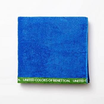 UNITED COLORS OF BENETTON- Toalla de Playa 90 x 160 cm, Rizo de 100% Algodón, Compacta, Ligera, Suave y de Secado Rápido, Apta para Lavadora, Azul