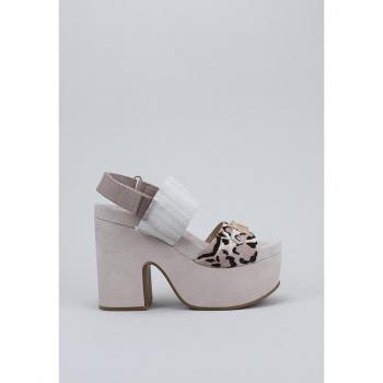Mou HH Sandal Metallic Logo (03B) Sandalia de Tacón Mujer Gris 38