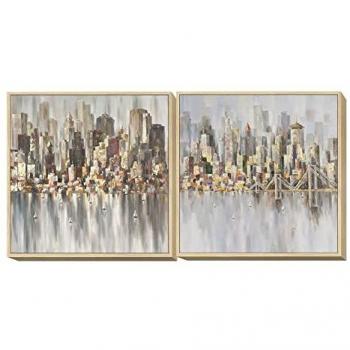 Cuadro DKD Home Decor Ciudad 100 x 4 x 100 cm Loft (2 Unidades)