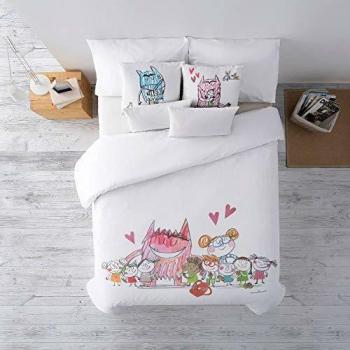 RIPSHOP - Funda nórdica de algodón percal de 175 Hilos - Cama de 135/140 x 190/200 cm - Artista ilustradora Anna Llenas | Al Cole