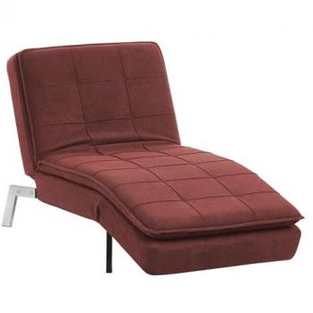 Chaise Longue Moderna de Tela Roja con Reposapiés y Respaldo Reclinable