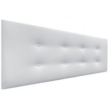 Cabecero de Polipiel Aqualine Pro con 2 Hileras de Botones, Cabezal Tapizado para Cama Lujo (Polipiel Blanco, 135x50cm - Compatible con Camas 120/135