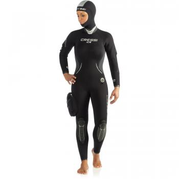Cressi Traje Semiseco Ice 7 Mm Negro Mujer Adulto - Neopreno para buceo, diseño semiseco, grosor de 7 mm, color negro, específico para mujer adulto