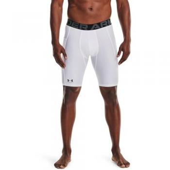 Pantalones Cortos Largos Compresivos HeatGear Under Armour con bolsillo, color blanco, talla S