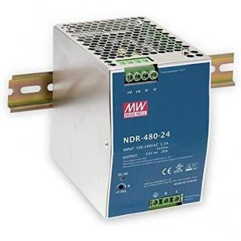 Fuente de alimentación MEAN WELL NDR-480-24, carril DIN, 1 salida, 24V DC, 20A, 480W