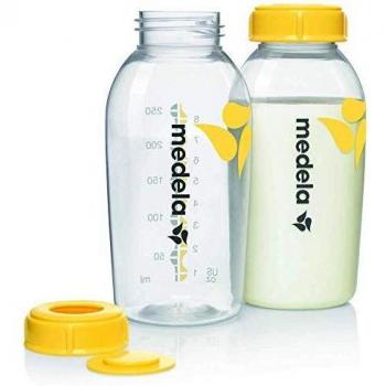 Medela Set of 250 ml BPA-Free Bottles - Set of 2 Bottles for Expressing, Storing and Feeding Breast Milk in a Durable Freezer and Fridge Safe Design