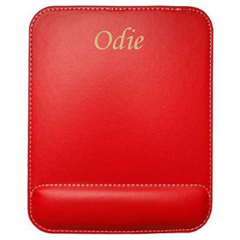 Almohadilla de cuero sintético de ratón personalizado con el texto: Odie