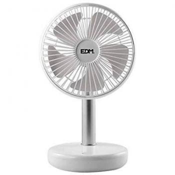 EDM 33501 Ventilador de Sobremesa Recargable 5W, Blanco, 17 cm