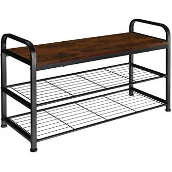 Zapatero Southampton 91 x 36 x 55 cm - Zapatero de estilo industrial con robusto tablero de MDF revestido en melamina, dos estantes de rejilla y amplio espacio entre ellos