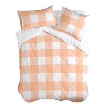 Funda Nórdica Gingham Melocotón 140x200 cm 100% Algodón 150 TC Fabricada en España