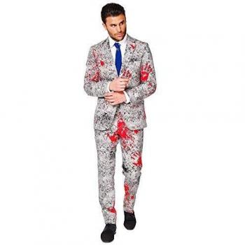 Men's OppoSuits Zombiac Halloween Suit - Creepy Zombie Print Modern-Fit Costume Set