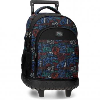 Mochila Escolar Hf Compacta Doble Con Carro Roll Road 43x32cm Oficial para Niños y Niñas, Mochila dos ruedas Next Level con dos compartimentos