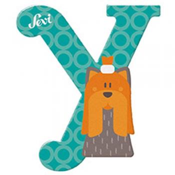 Letra de Madera Y - Yorkshire Terrier - Decoración Infantil 10 cm