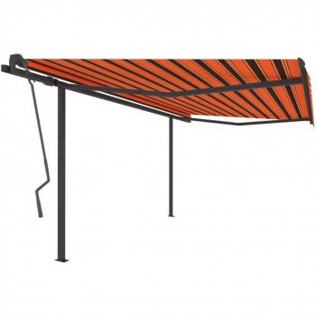 Toldo retráctil automático con postes 4x3,5 m naranja marrón