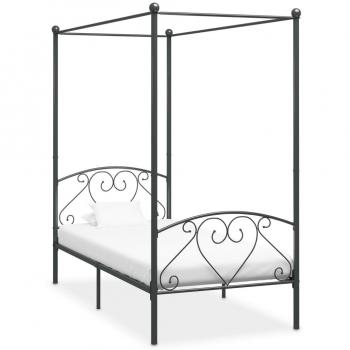 Estructura de cama con dosel metal gris 120x200 cm