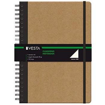 Cuaderno A4 Vesta Nature Espiral Liso 96 Hojas 80 g/m² con Goma
