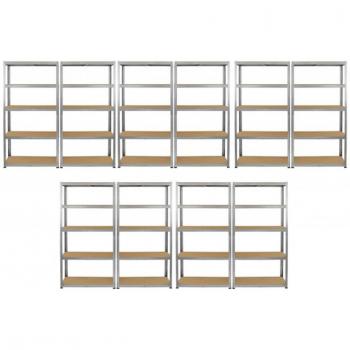 Estanterías Galwix de Acero Galvanizado Sin Tornillos, 10 Unidades, 90cm Ancho - Color Plata