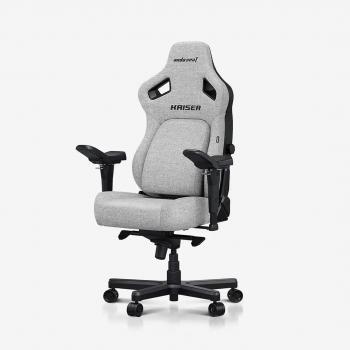 AndaSeat Kaiser 4 XL Premium Gaming Chair - Grey Fabric, Upholstered Seat