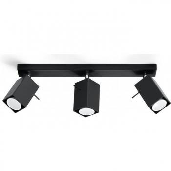 Plafón de Techo MERIDA 3 Focos GU10 Acero Negro Sollux Lighting LEDBOX Aplique Interior LED