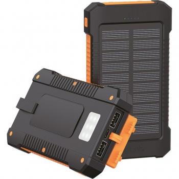 Powerbank Solar LogiLink 6000 mAh, 12 W, 2 puertos USB-A y 1 puerto USB-C, Negro/Naranja