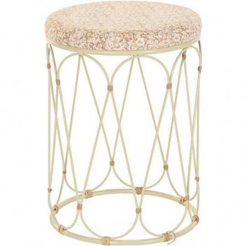 Mesa Auxiliar DKD Home Decor Natural Metal Crema Ratán (35 x 35 x 49 cm)