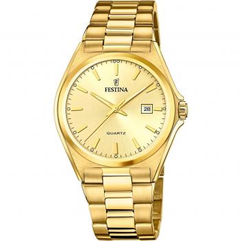 Festina Classics F20555/3 Reloj para Hombre de Acero Dorado con Esfera Beige