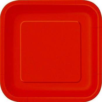 Unique Party- Paquete de 14 platos cuadrados de papel, Color naranja, 23 cm