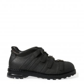 Dolce & Gabbana Black Leather Strap Men Ankle Boots Shoes - EU42.5/US9.5