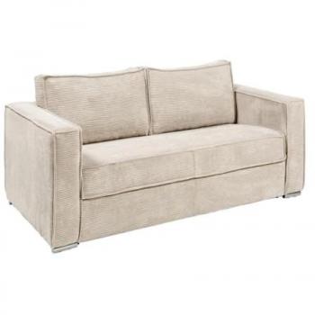 Sofá cama de 3 plazas de apertura rápida de pana beige LORETO