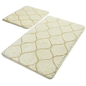 Wellhome - Juego de Alfombras de Baño (2 Piezas) Beige - Acrílicas, Antibacterianas - 50x60cm, 60x100cm