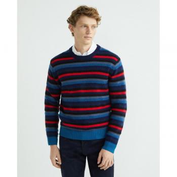 Paul Smith - Men's Blue Striped Round Neck Knitwear, Size M