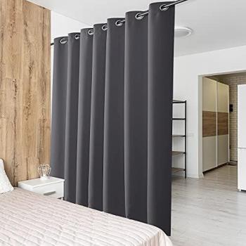 PONY DANCE Separador de Ambientes Interior Oficina Dormitorio Salon Gris/Cortinas Modernas Termicas Aislantes Gruesas Largas Cocina Comedor Sala, 1 Panel, 210 x 254 cm