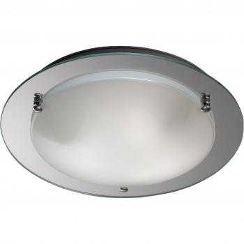 Plafón Brooklyn Cromo Pulido 3 bombillas 9,5cm, Techo al ras redondo de 400 mm, cromo pulido E27 de 3 luces