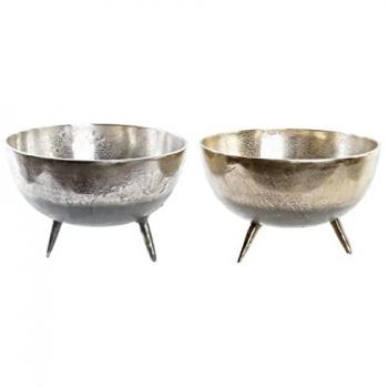 Centro de Mesa DKD Home Decor 31 x 31 x 19,5 cm Plateado Dorado Moderno (2 Unidades)