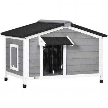 Caseta de Madera para Perros PawHut 97x72x65 cm Gris
