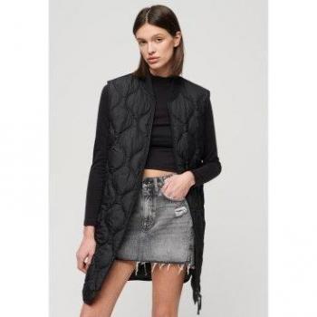 Chaleco largo con forro para mujer Superdry Studios negro