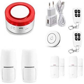 Tuya - Alarma inalámbrica inteligente antirrobo con WiFi, sistema de alarma de seguridad doméstica 433 MHz, alarma de sirena estroboscópica inalámbrica, compatible con Alexa