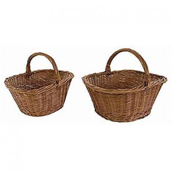 Cesto de Mimbre Europeo Ovalado Giovanni 50x34 cm con Altura Ajustable 21-39 cm