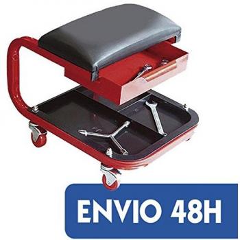 TABURETE con ruedas para trabajo en taller mecánico reforzado con cajón